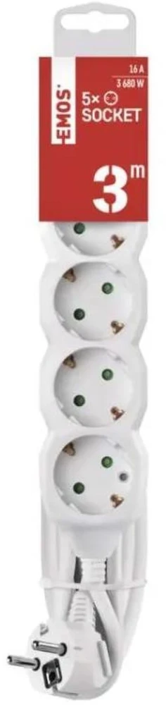 Emos Ilgintuvas P0523R, 3m, 5×2P+PE VOKIŠKAS, PVC, 3680W, vaikų apsauga
