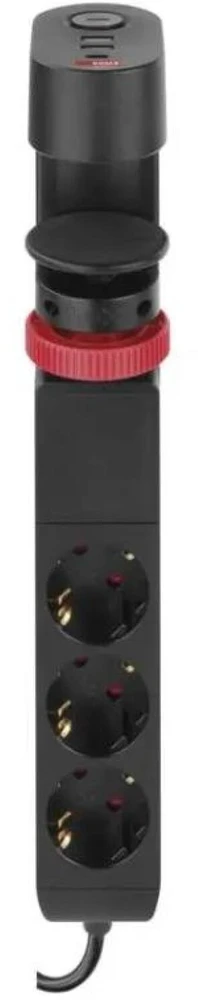 Emos Ilgintuvas P1321PD, 1,5 m, 3× 2P + PE, 2× USB-A QC 3.0 18 W, 1× USB-C PD 20 W, 3680 W, PVC, vaikų apsauga