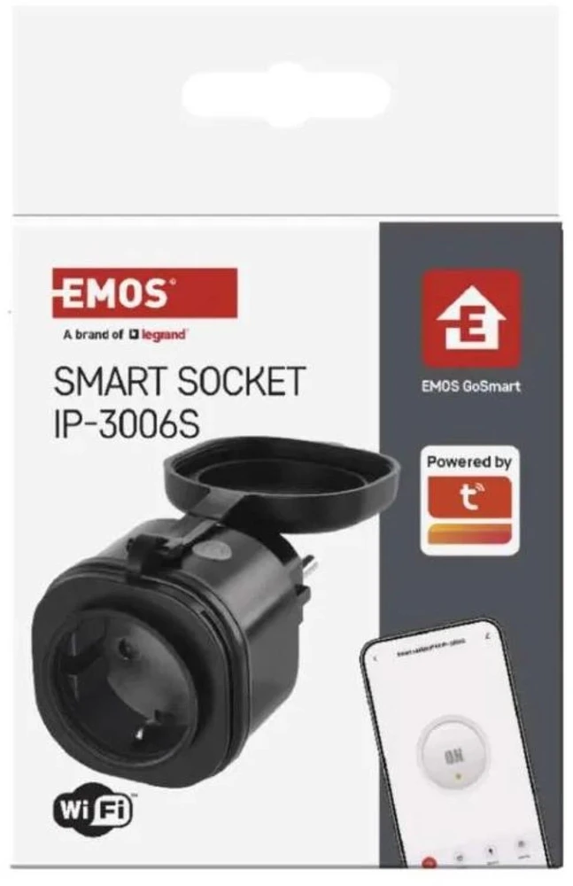 Emos išmanioji kištukinė P5532, 230 V~/16 A, 3 680 W, 30 programų, IP44, Wi-Fi 802.11 b/g/n, 2,4 GHz