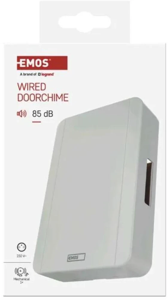 Emos Laidinis durų skambutis P57002, 230V, 85dB, 1 melodija, 1 imtuvas, baltas, be papildomo mygtuko