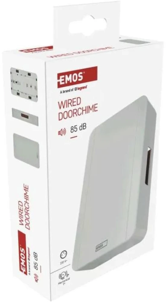 Emos Laidinis durų skambutis P57002, 230V, 85dB, 1 melodija, 1 imtuvas, baltas, be papildomo mygtuko