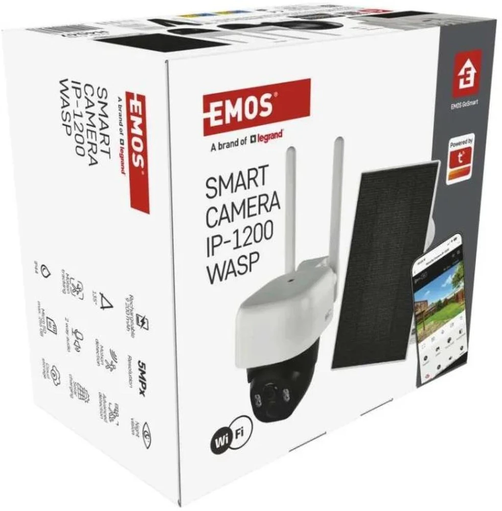Emos lauko kamera IP-1200 WASP H4067, 5MPx, 9 200 mAh, IP44, 135°, naktinis matymas, dvipusis ryšys