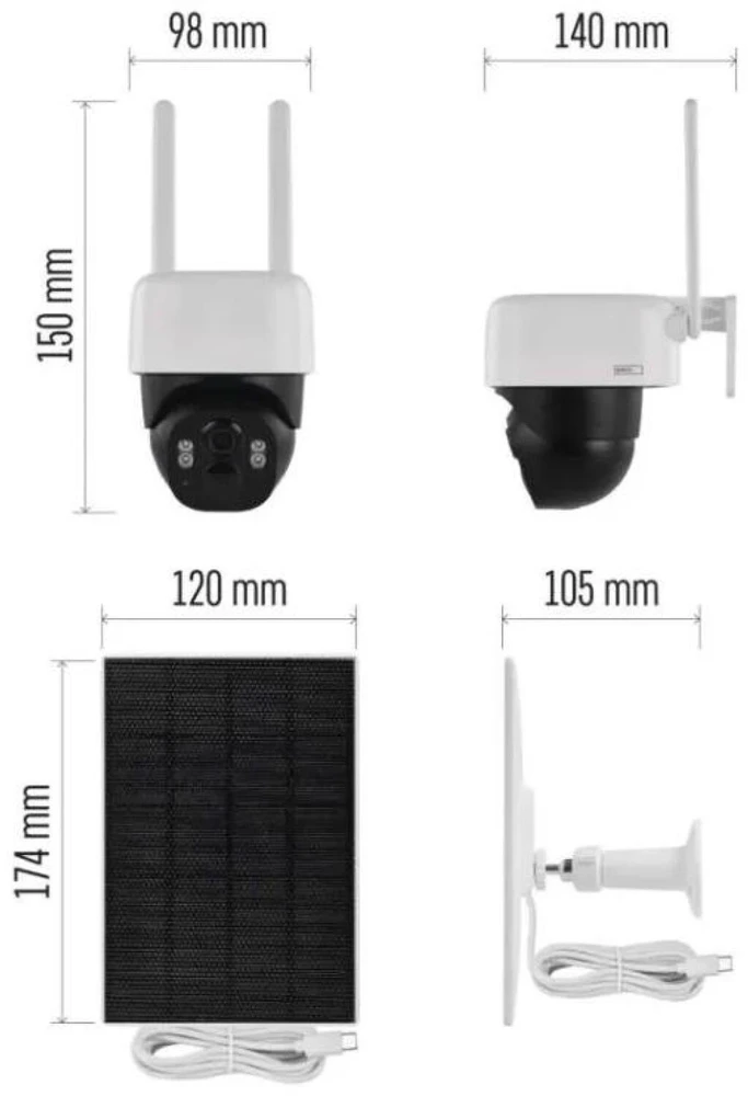 Emos lauko kamera IP-1200 WASP H4067, 5MPx, 9 200 mAh, IP44, 135°, naktinis matymas, dvipusis ryšys