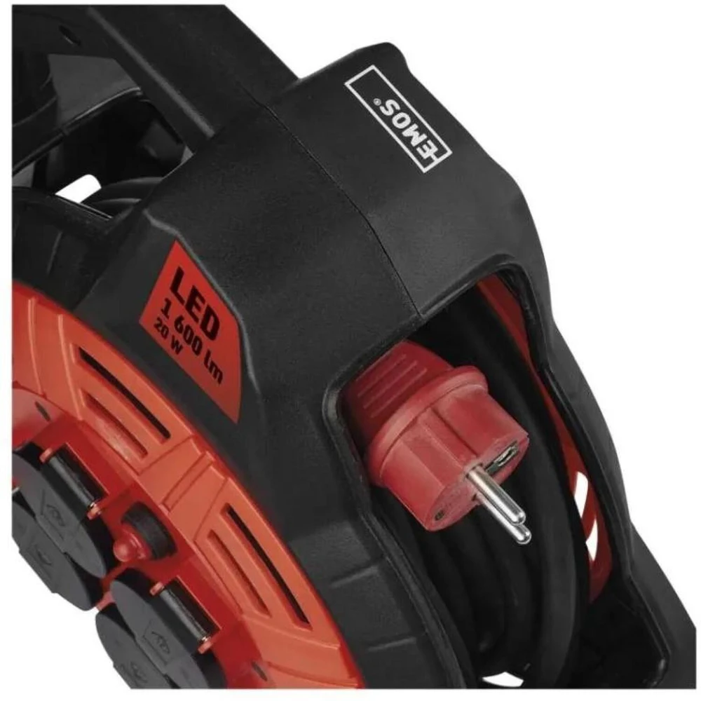 Emos Lauko prailginimo ritė P08215, 15 m, 4 lizdai, 230 V, 13 A, IP44, LED 20 W/1600 lm/6500 K
