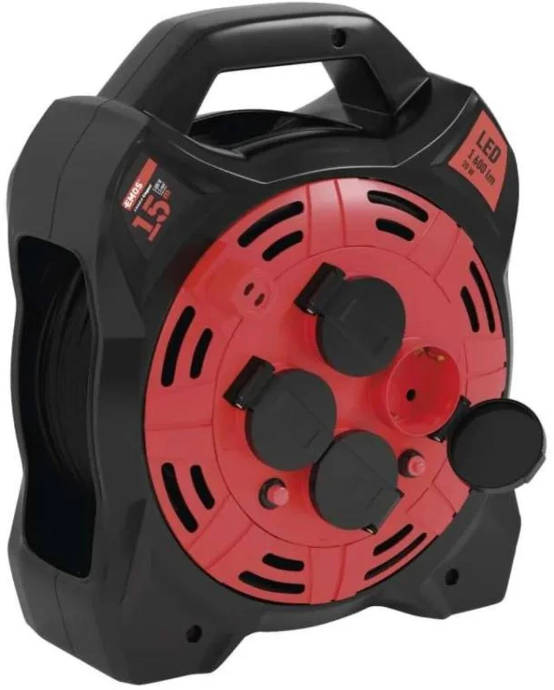Emos Lauko prailginimo ritė P08215, 15 m, 4 lizdai, 230 V, 13 A, IP44, LED 20 W/1600 lm/6500 K