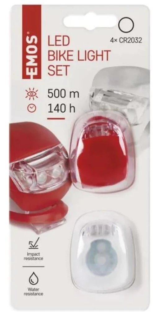 „Emos“ LED priekinis galinis dviračio žibintas P3921 ant 2 × CR2032, 10 lm