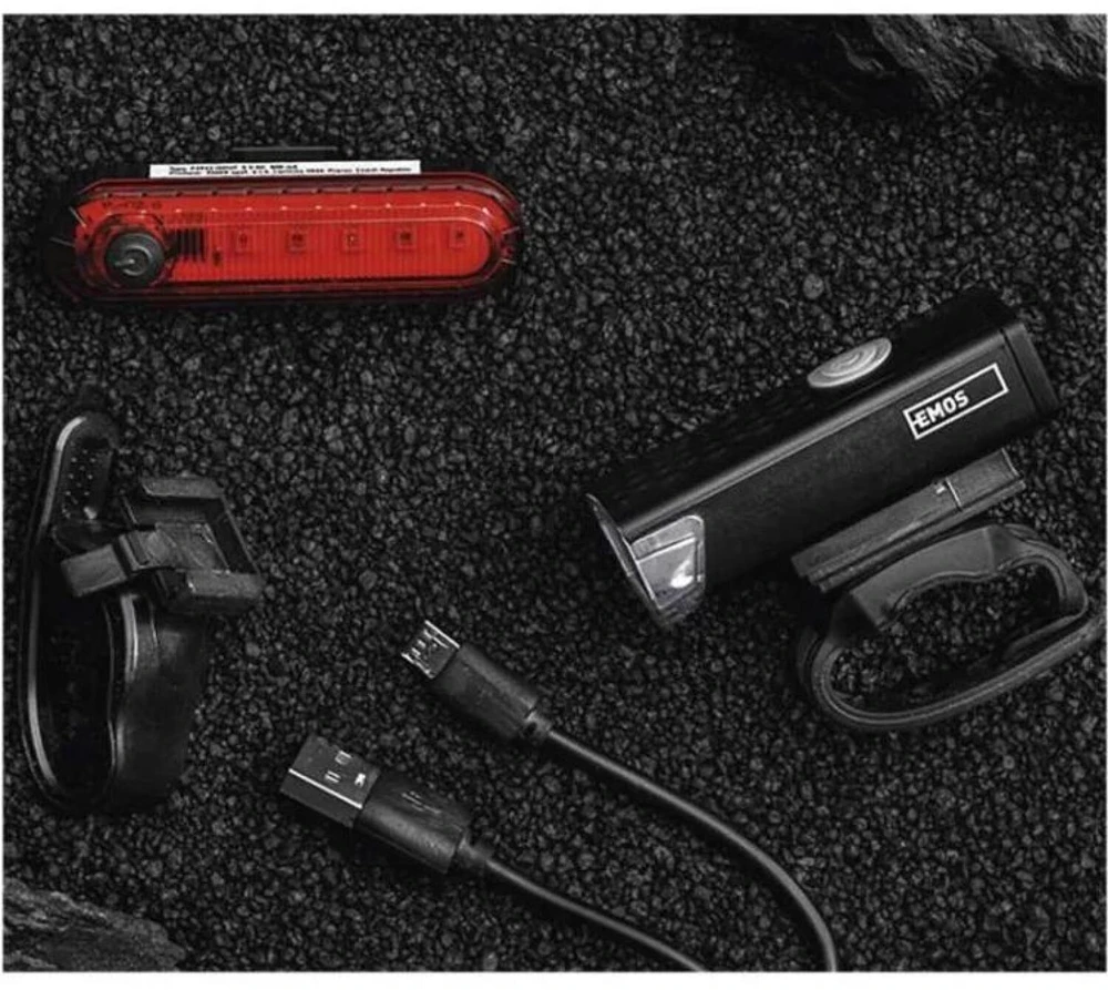 Emos LED Front Rear Rechargeable Bike Flashlight P3923, 90 lm