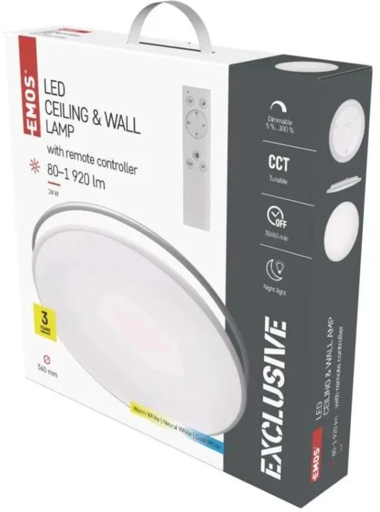 Lubinis šviestuvas Emos LED luminaire ALVI, circular 24W, dimmable. with CCT change