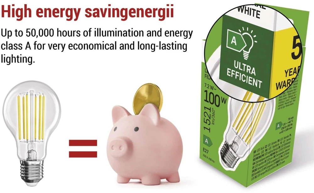 EMOS Filament A60 7,2W E27 neutrální bílá