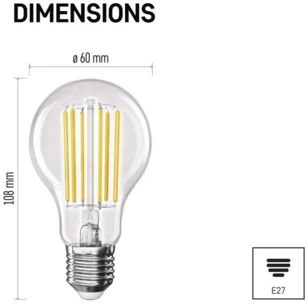 EMOS Filament A60 7,2W E27 neutrální bílá