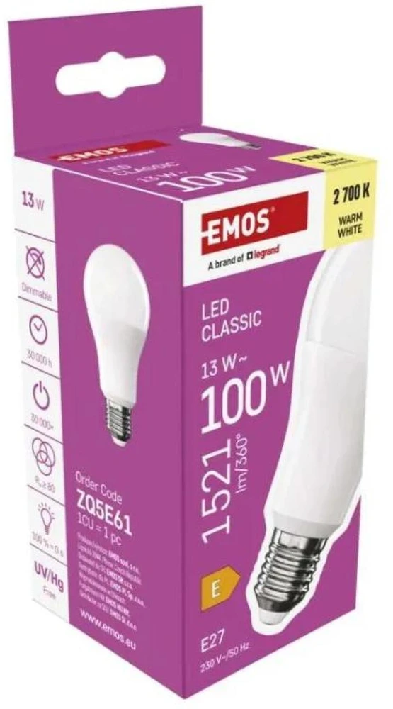 EMOS LED žárovka Classic A60 13W