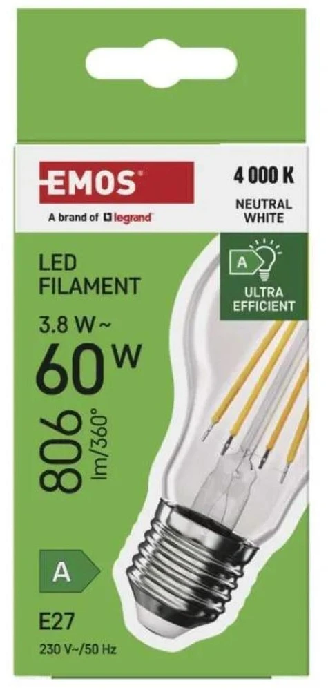 Emos LED lemputė Emos Filament ZF5148 3,8W (60W) E27 A60 3000K šilta balta