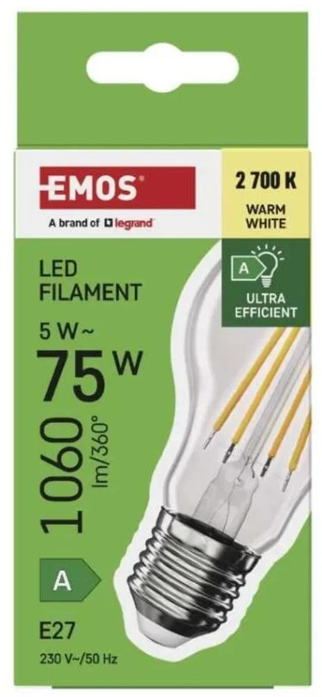 Emos Żarówka LED Filament ZF5157 5W E27 A60 2700K transparentna ciepła
