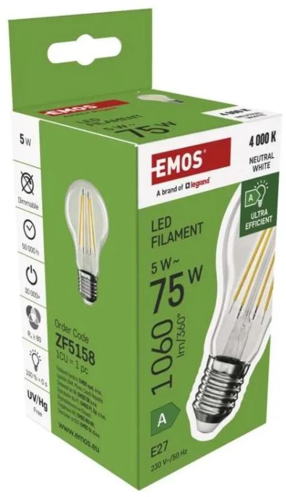 Emos GP MET LED žárovka A60 E27 5W neutrální bílá