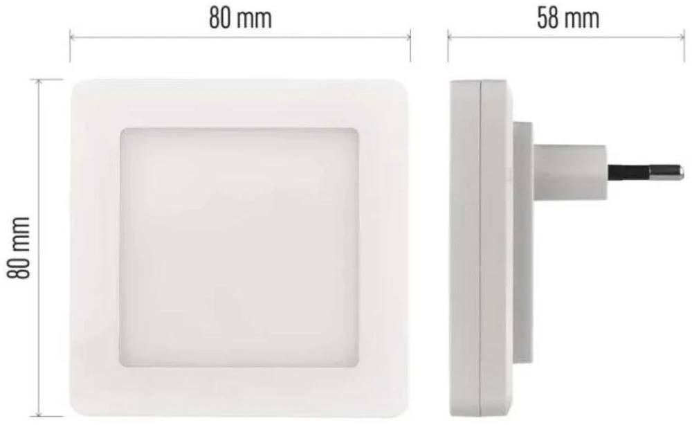 Sieninis šviestuvas Emos Emos P3316 LED naktinė lempa 230 V lizdui su jutikliu