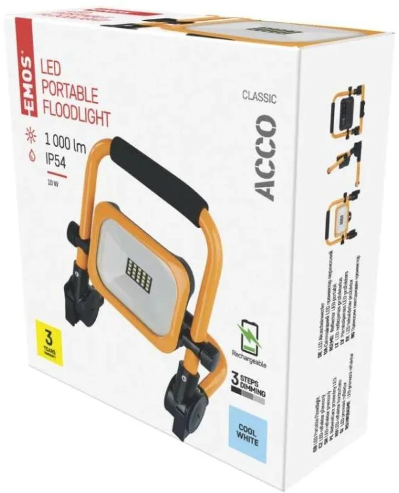 Kondicionierius Emos Geti LED spotlight ACCO rechargeable portable, 10W, yellow, cool baltas