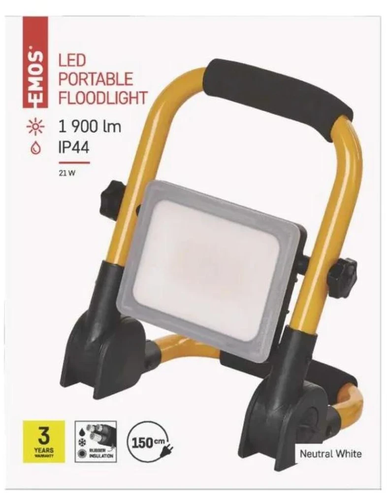 Emos Nešiojamas darbinis šviestuvas su rankena, 230Vac, 21W, 1900lm, IP44, 4000K neutraliai balta