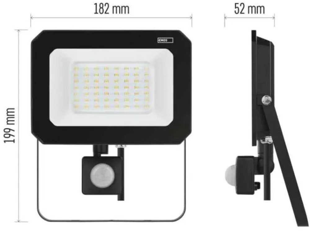 Kondicionierius Emos LED prožektorius SIMPO ZS2343, 50 W, 5000 lm, IP44, neutraliai balta, PIR jutiklis, aliuminis