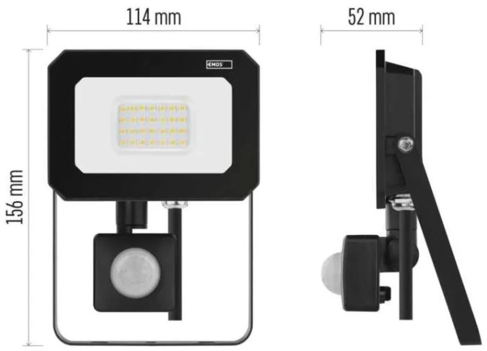 Kondicionierius Emos LED prožektorius ZS2323, 20 W, 2000 lm, IP44, neutraliai balta, 120°, PIR jutiklis, aliuminis