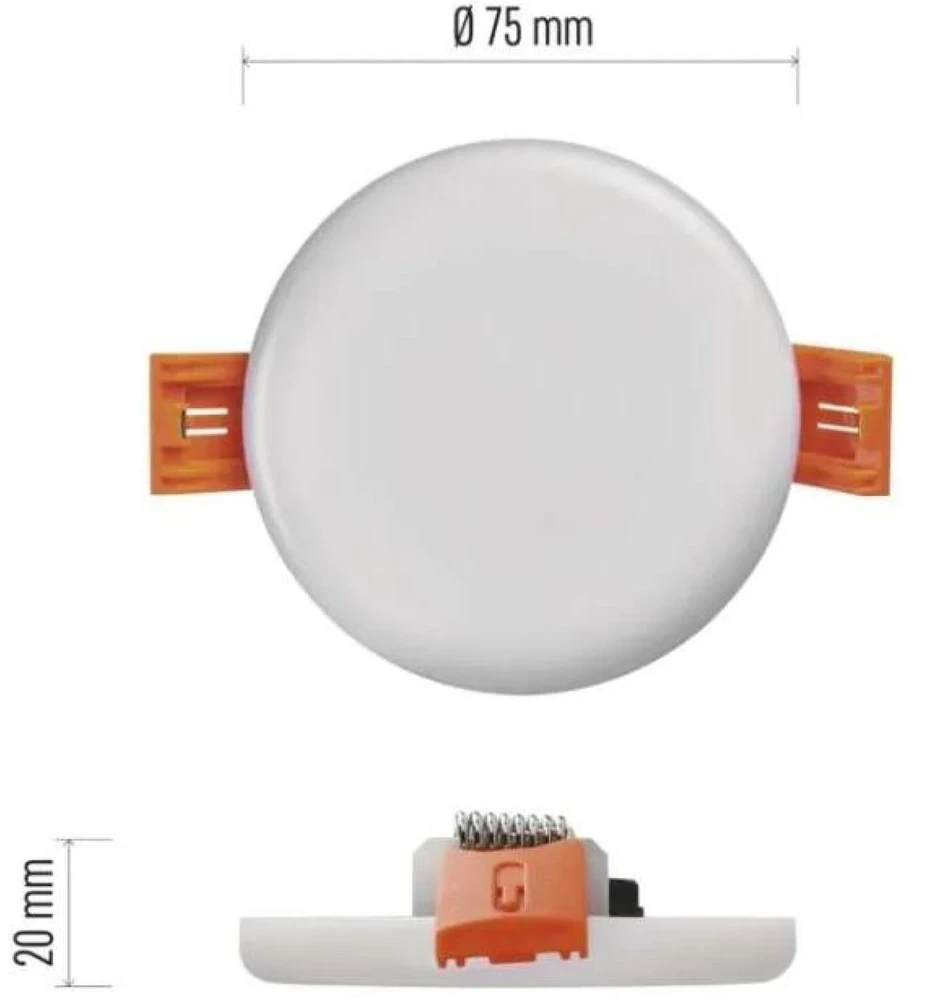 Emos LED skydelis Emos ZV1112 įleidžiamas apvalus 6W IP65 balta