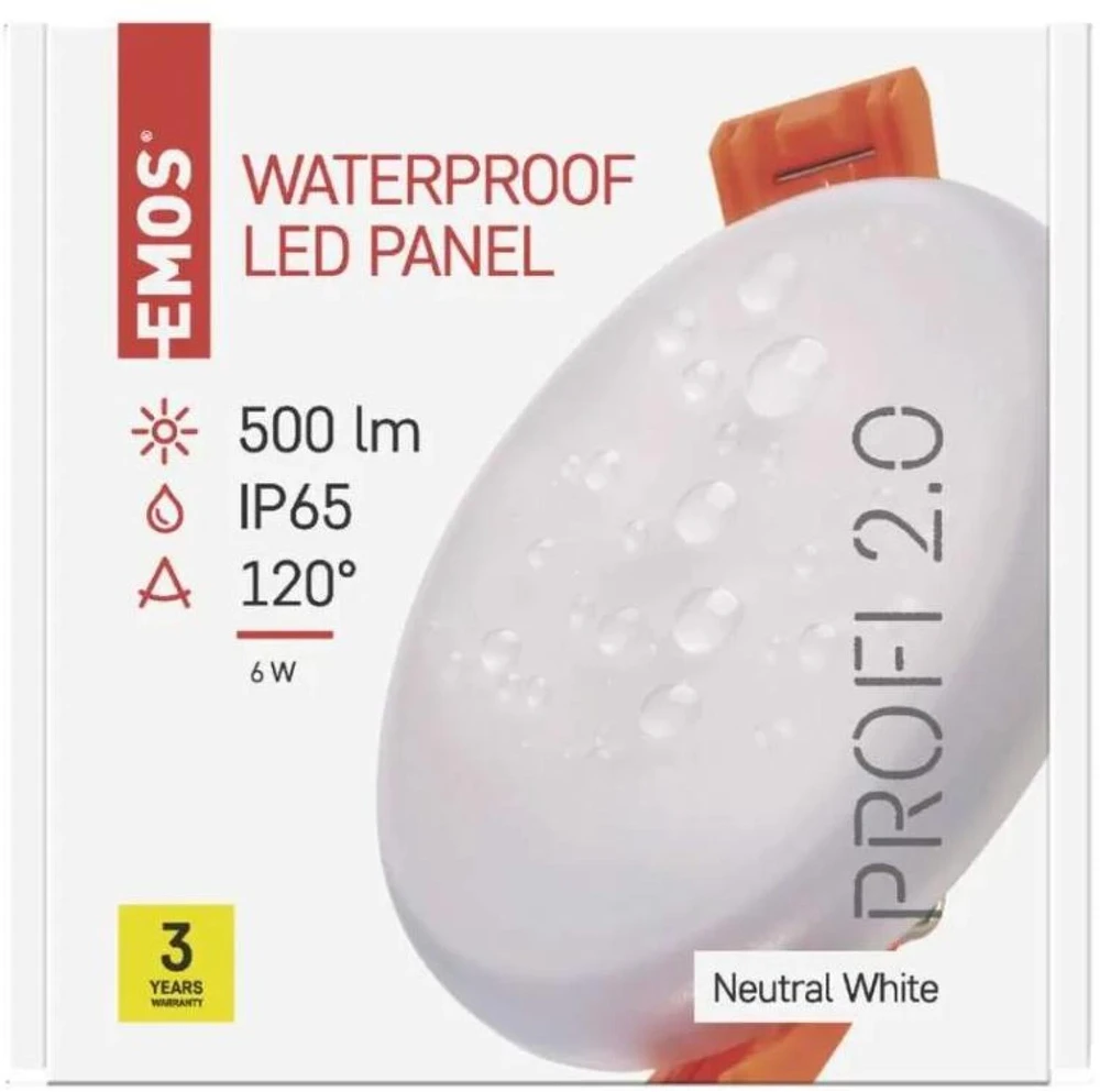 Emos LED skydelis Emos ZV1112 įleidžiamas apvalus 6W IP65 balta