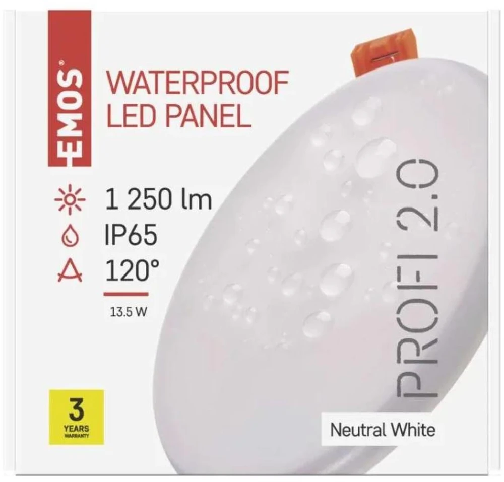 Emos LED recessed luminaire VIXXO, round, baltas, 13,5W neutr. b., IP65