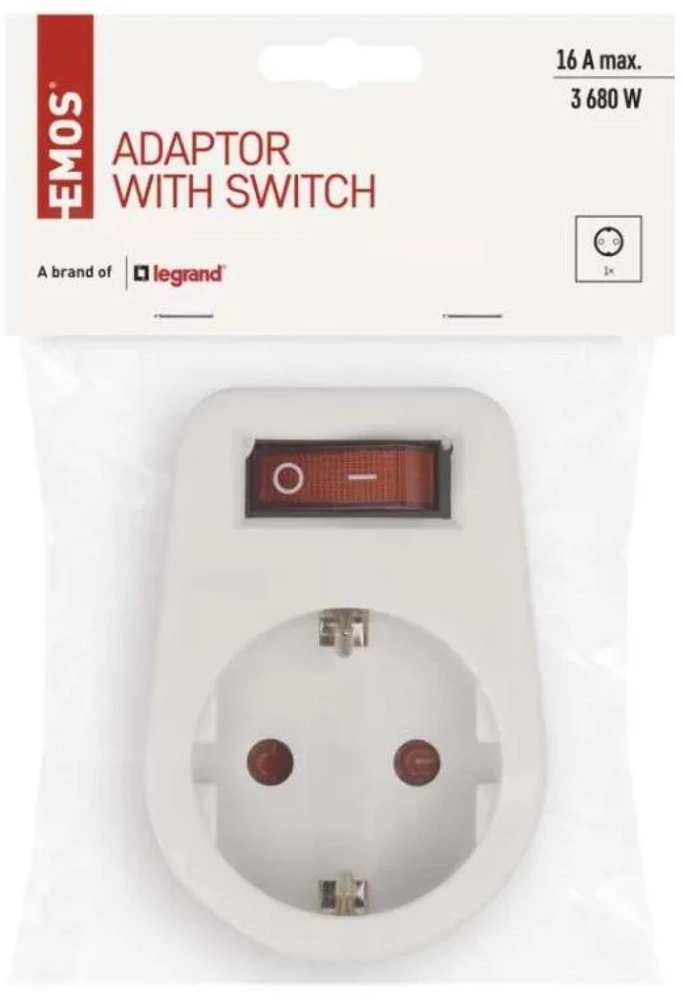 Emos Lizdas su jungikliu P00262, 1x2P+PE, 3680W, IP20, vaiko apsauga