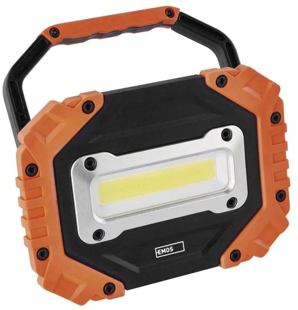 Emos P4113 COB LED darbinė lempa, 700 lm, 4×AA, 3 režimai, IP43, atspari smūgiams, 35 m