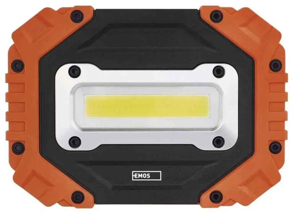 Emos P4113 COB LED darbinė lempa, 700 lm, 4×AA, 3 režimai, IP43, atspari smūgiams, 35 m