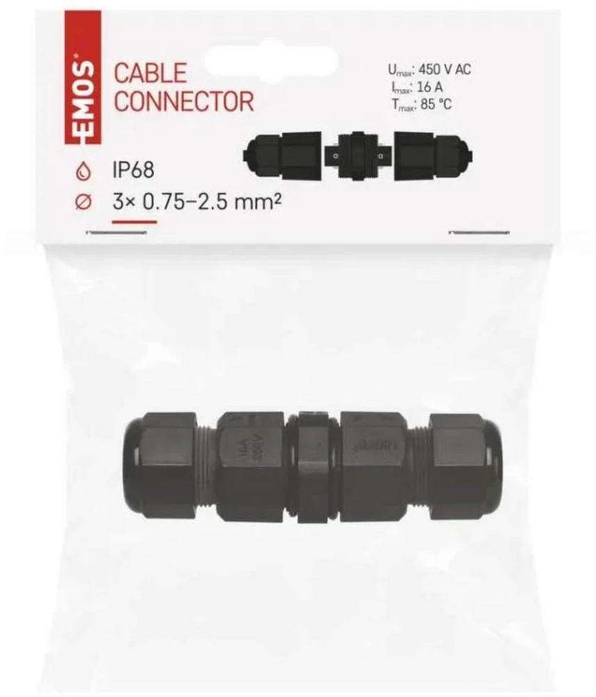 Emos Mufa - złącze skręcane 3x (0,75-2,5mm2) 450V IP65 ZS9010