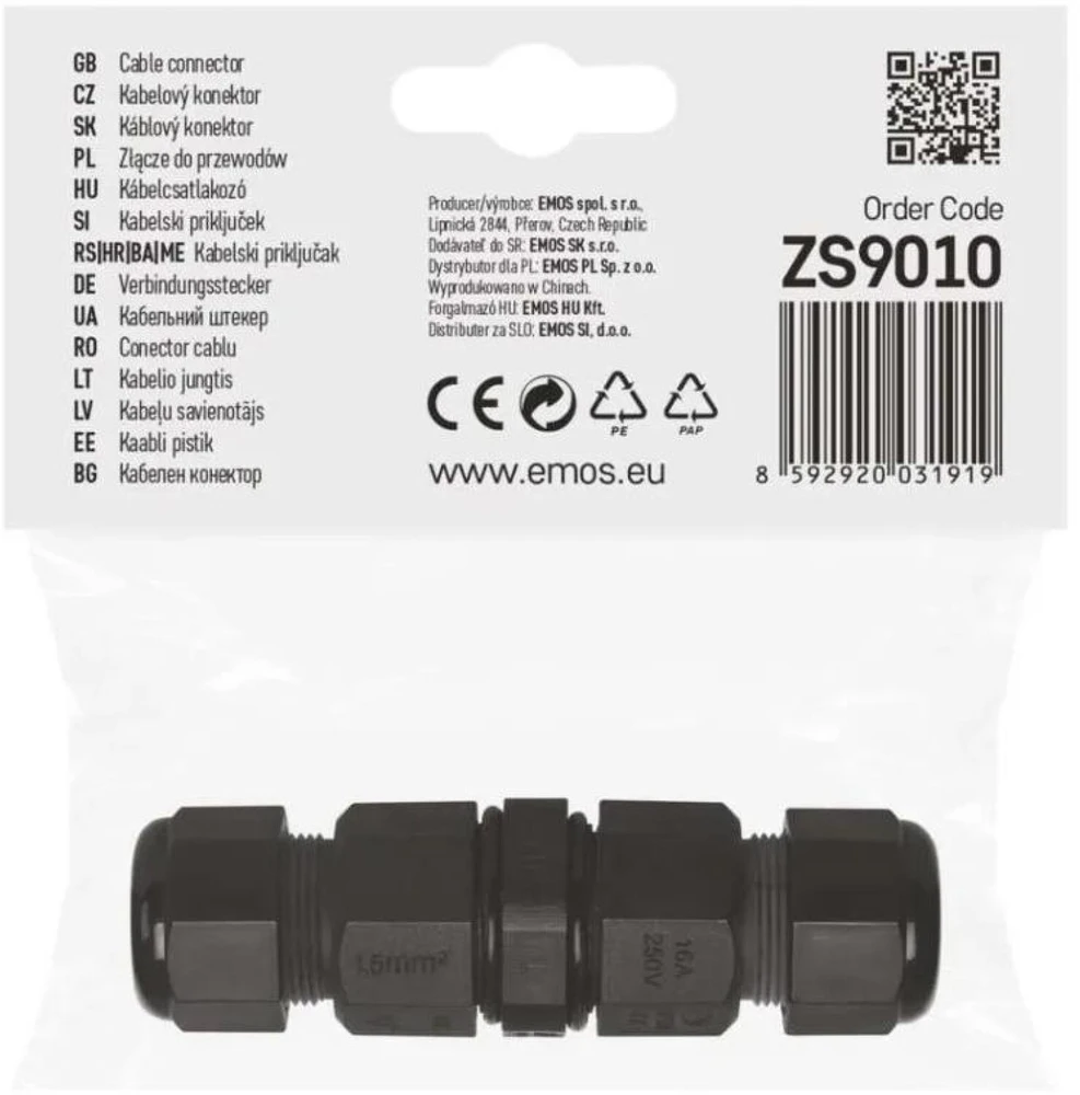 Emos Mufa - złącze skręcane 3x (0,75-2,5mm2) 450V IP65 ZS9010