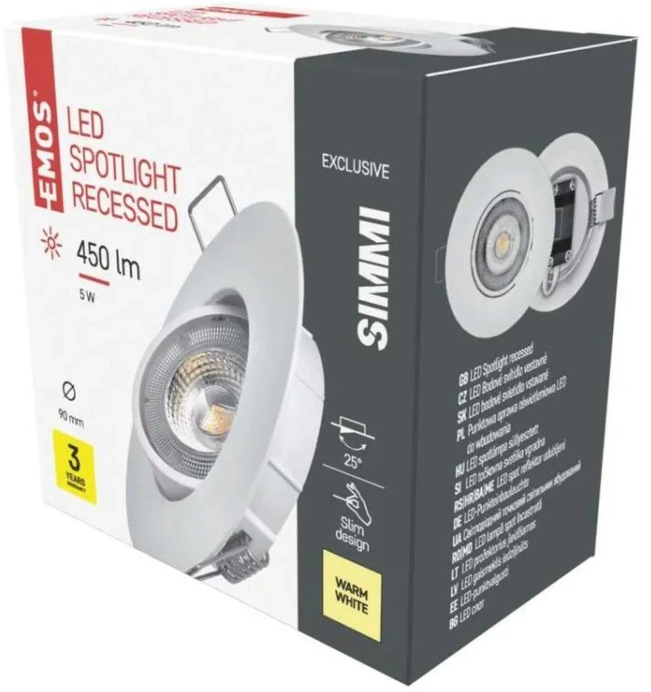Emos LED spotlight SIMMI baltas, circle 5W warm baltas