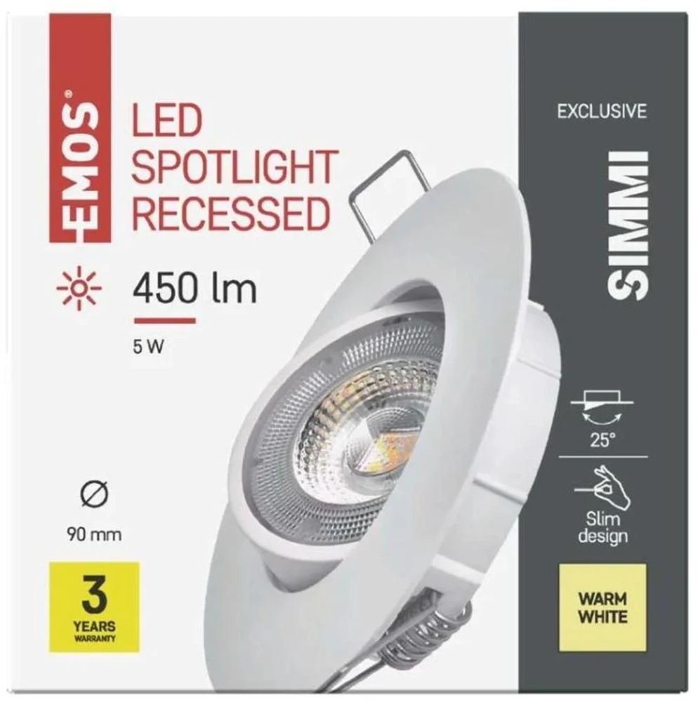 Emos LED spotlight SIMMI baltas, circle 5W warm baltas