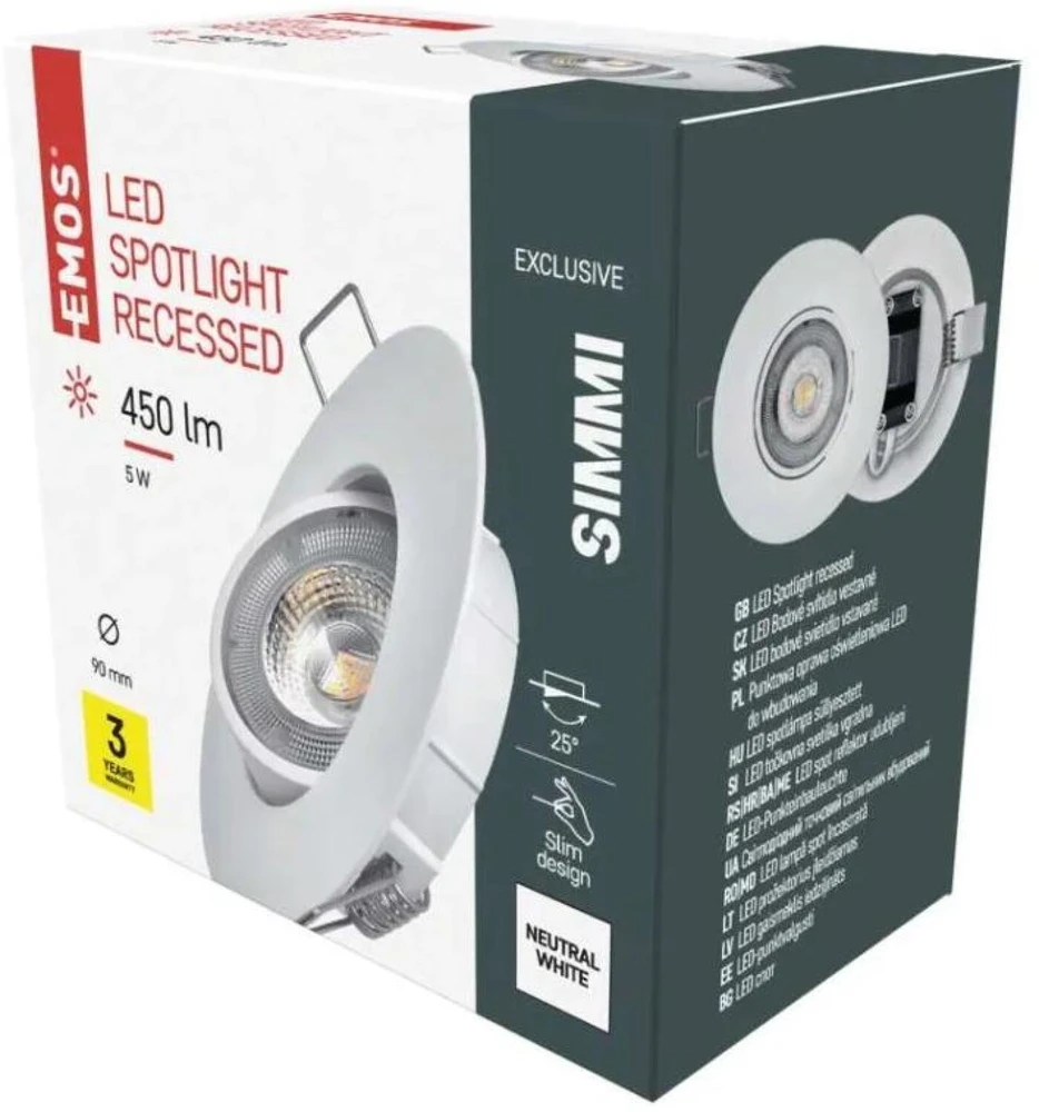 Emos LED spotlight SIMMI baltas, circle 5W neutral baltas