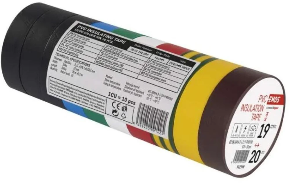 Emos Insulating tape PVC 19mm / 20m colour mix 10Ks