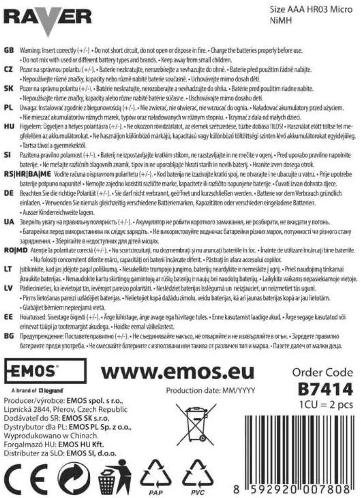 Emos Philips *****RAVER baterija RC 400mAh aku cena za 1szt