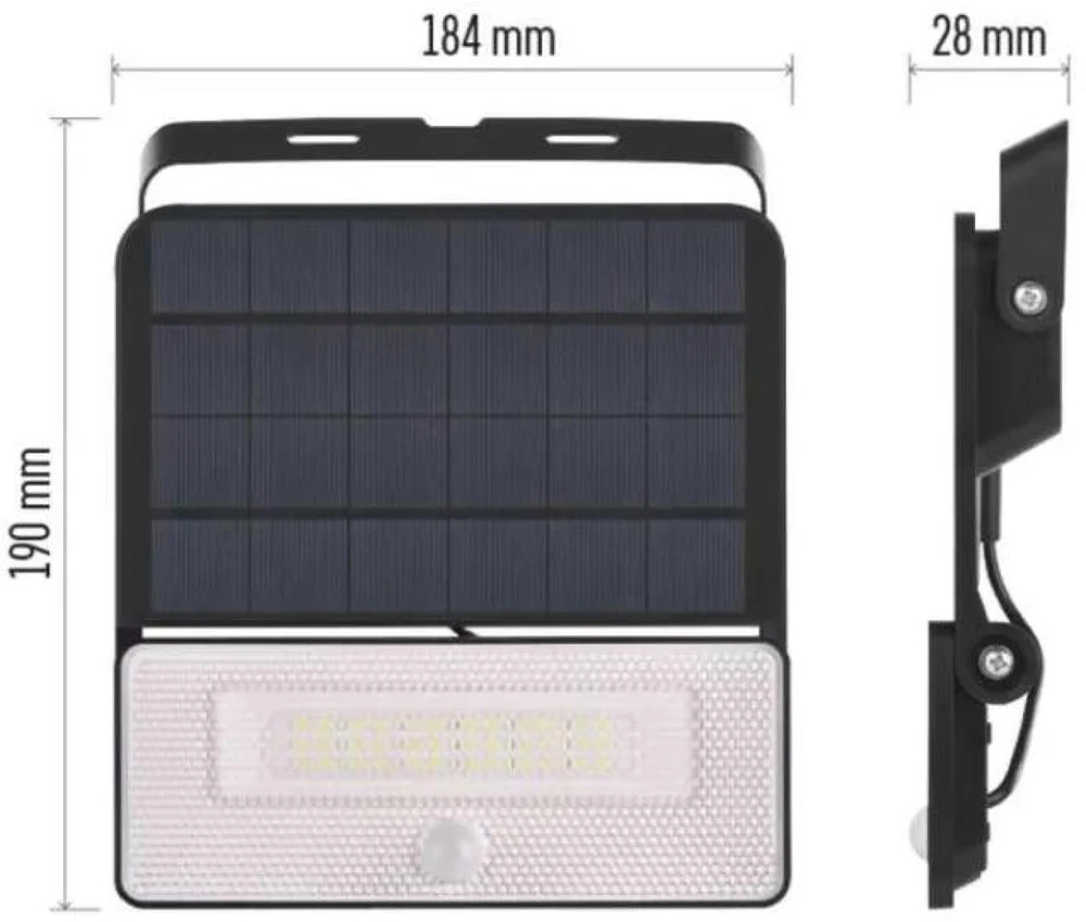 Kondicionierius Emos SOLO prožektorius ZG122S, 1600 lm, 3,7 V, IP54, PIR jutiklis, 100°, 6 m, Li-Ion 3600 mAh, neutralus baltas