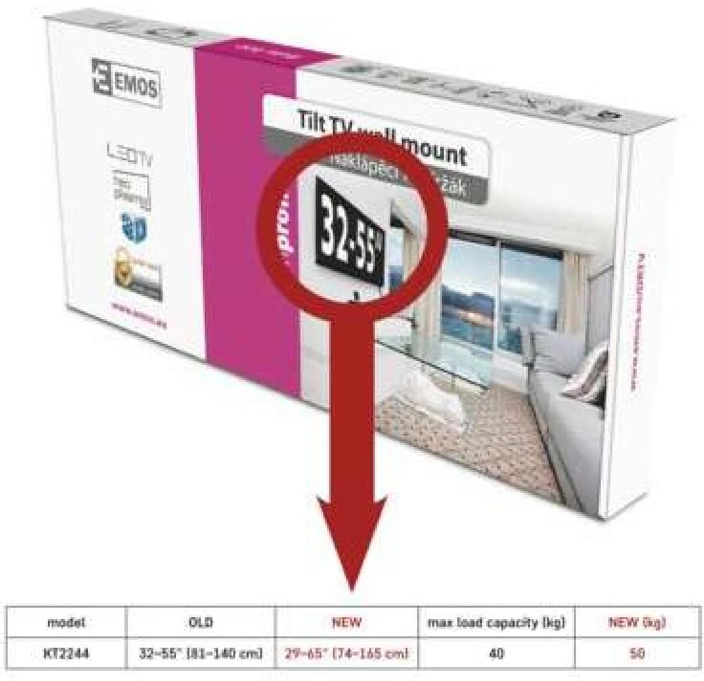 Laikiklis Emos Tiltable LED TV holder 32 - 55" (81 - 140cm)