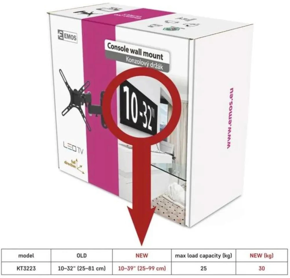 Emos „Emo“ LED televizoriaus laikiklis 10–32 colių (25–81 cm)