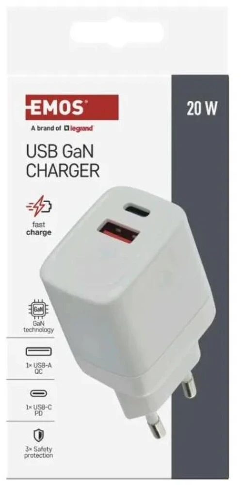 Emos universalus USB į PD GaN adapteris, 20 W maks.