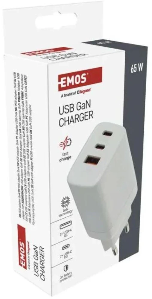 Emos Universal USB adapter GaN to PD 65 W max.