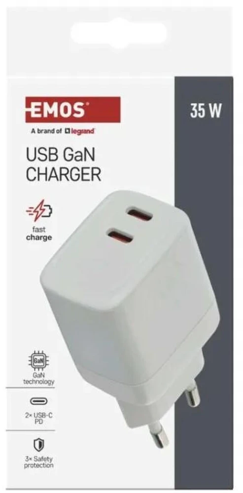 Emos Universal USB adapter GaN to PD 35 W max.