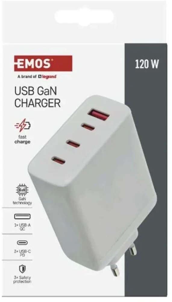 Emos Universal USB adapter GaN to PD 120 W max.