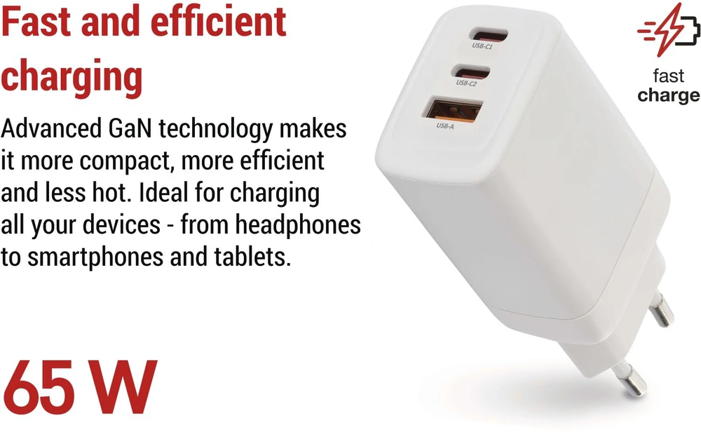Emos Universal USB adapter GaN to PD 65 W max.