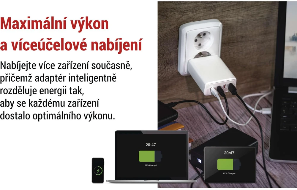 Emos Universal USB adapter GaN to PD 120 W max.