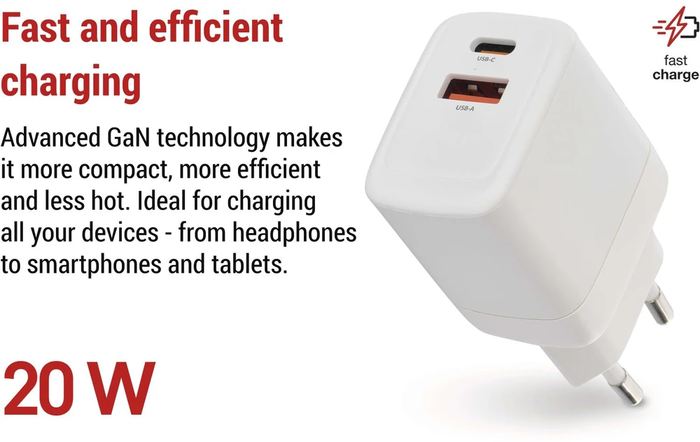 Emos universalus USB į PD GaN adapteris, 20 W maks.