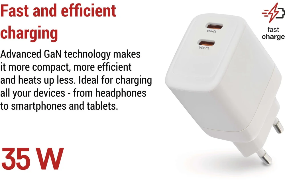 Emos Universal USB adapter GaN to PD 35 W max.