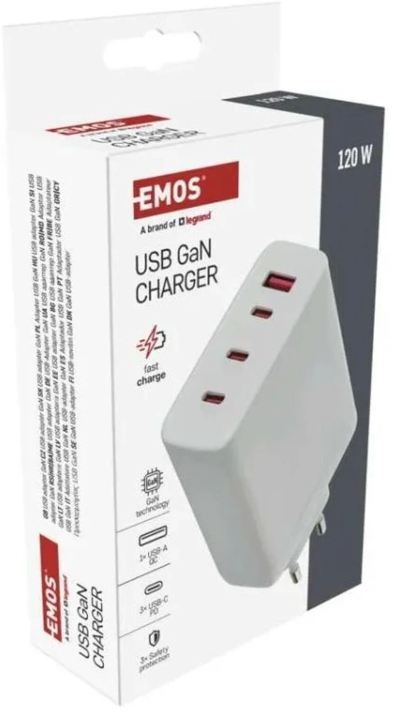 Emos Universal USB adapter GaN to PD 120 W max.