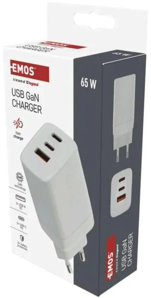 Emos Universal USB adapter GaN to PD 65 W max.