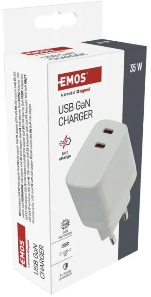 Emos Universal USB adapter GaN to PD 35 W max.